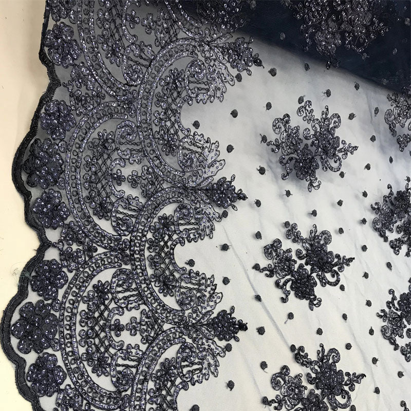 Transparent Fabric Mesh Lace Embroidered Wedding Prom DressICE FABRICSICE FABRICSNavy BlueTransparent Fabric Mesh Lace Embroidered Wedding Prom Dress ICE FABRICS