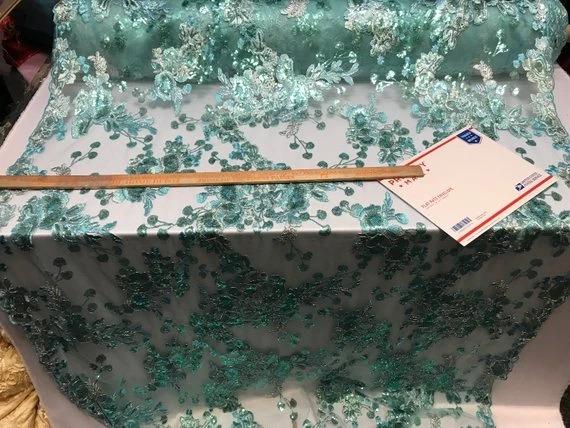 Transparent Prom Design Bridal Mesh Lace Embroidered Wedding FabricICE FABRICSICE FABRICSMintTransparent Prom Design Bridal Mesh Lace Embroidered Wedding Fabric ICE FABRICS