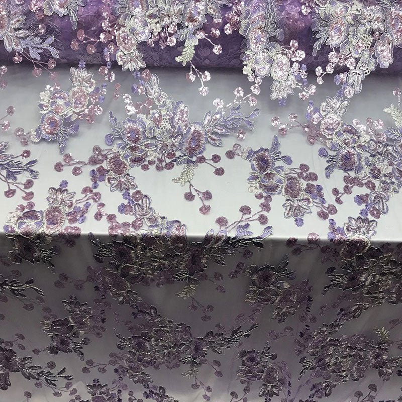 Transparent Prom Design Bridal Mesh Lace Embroidered Wedding FabricICE FABRICSICE FABRICSLavenderTransparent Prom Design Bridal Mesh Lace Embroidered Wedding Fabric ICE FABRICS