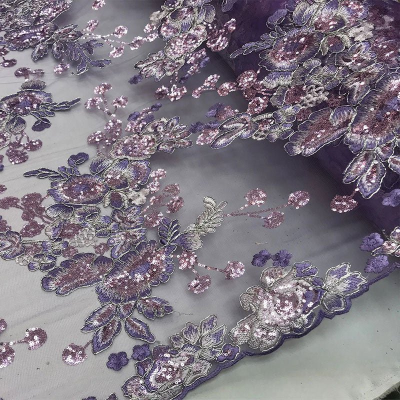 Transparent Prom Design Bridal Mesh Lace Embroidered Wedding FabricICE FABRICSICE FABRICSLavenderTransparent Prom Design Bridal Mesh Lace Embroidered Wedding Fabric ICE FABRICS