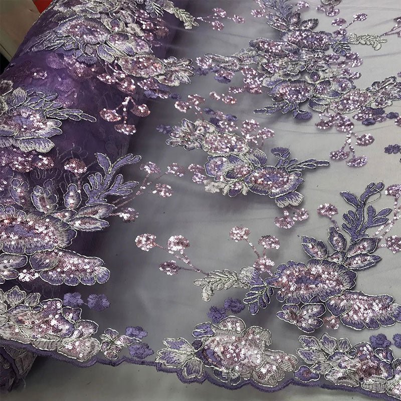 Transparent Prom Design Bridal Mesh Lace Embroidered Wedding FabricICE FABRICSICE FABRICSLavenderTransparent Prom Design Bridal Mesh Lace Embroidered Wedding Fabric ICE FABRICS