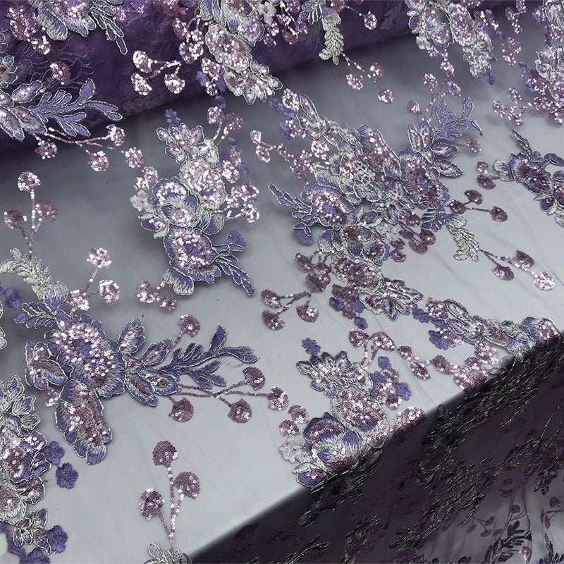 Transparent Prom Design Bridal Mesh Lace Embroidered Wedding FabricICE FABRICSICE FABRICSLavenderTransparent Prom Design Bridal Mesh Lace Embroidered Wedding Fabric ICE FABRICS