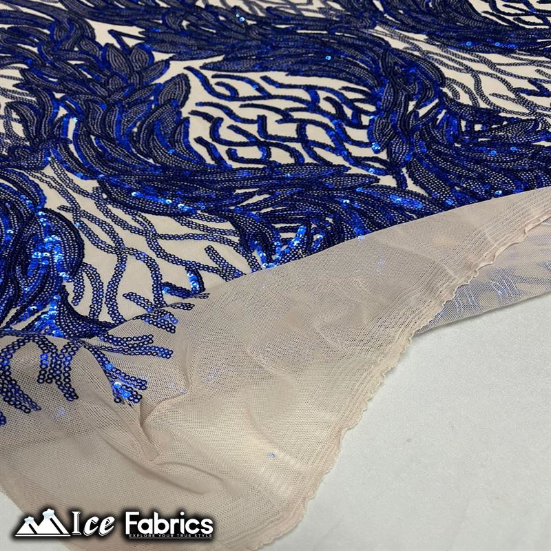 Tree Design Embroidery Stretch Sequin Fabric / Spandex MeshICE FABRICSICE FABRICSBy The Yard (56" Wide)Royal Blue on NudeTree Design Embroidery Stretch Sequin Fabric / Spandex Mesh ICE FABRICS