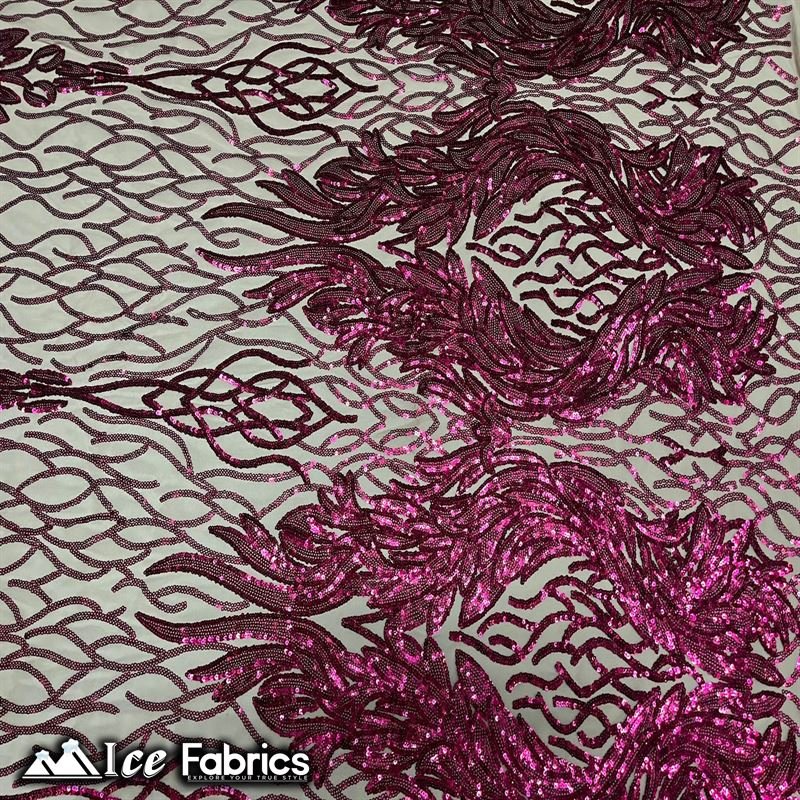 Tree Design Embroidery Stretch Sequin Fabric / Spandex MeshICE FABRICSICE FABRICSBy The Yard (56" Wide)Fuchsia on NudeTree Design Embroidery Stretch Sequin Fabric / Spandex Mesh ICE FABRICS