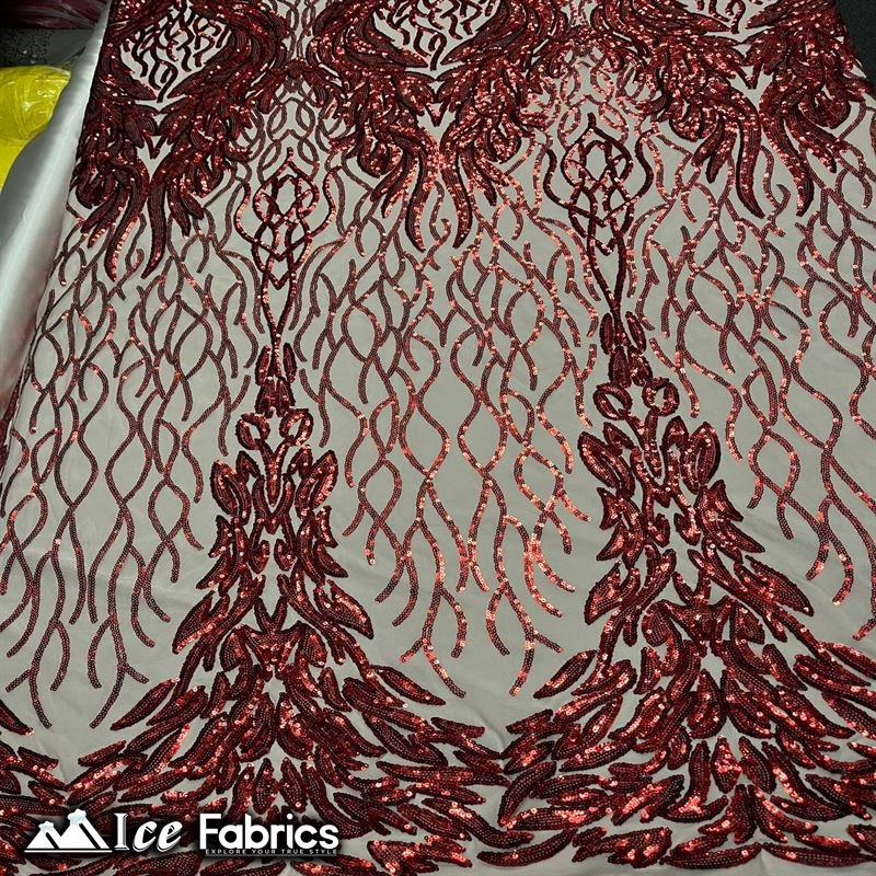 Tree Design Embroidery Stretch Sequin Fabric / Spandex MeshICE FABRICSICE FABRICSBy The Yard (56" Wide)Red on NudeTree Design Embroidery Stretch Sequin Fabric / Spandex Mesh ICE FABRICS