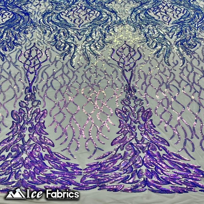 Tree Design Embroidery Stretch Sequin Fabric / Spandex MeshICE FABRICSICE FABRICSBy The Yard (56" Wide)Iridescent Lavender on NudeTree Design Embroidery Stretch Sequin Fabric / Spandex Mesh ICE FABRICS