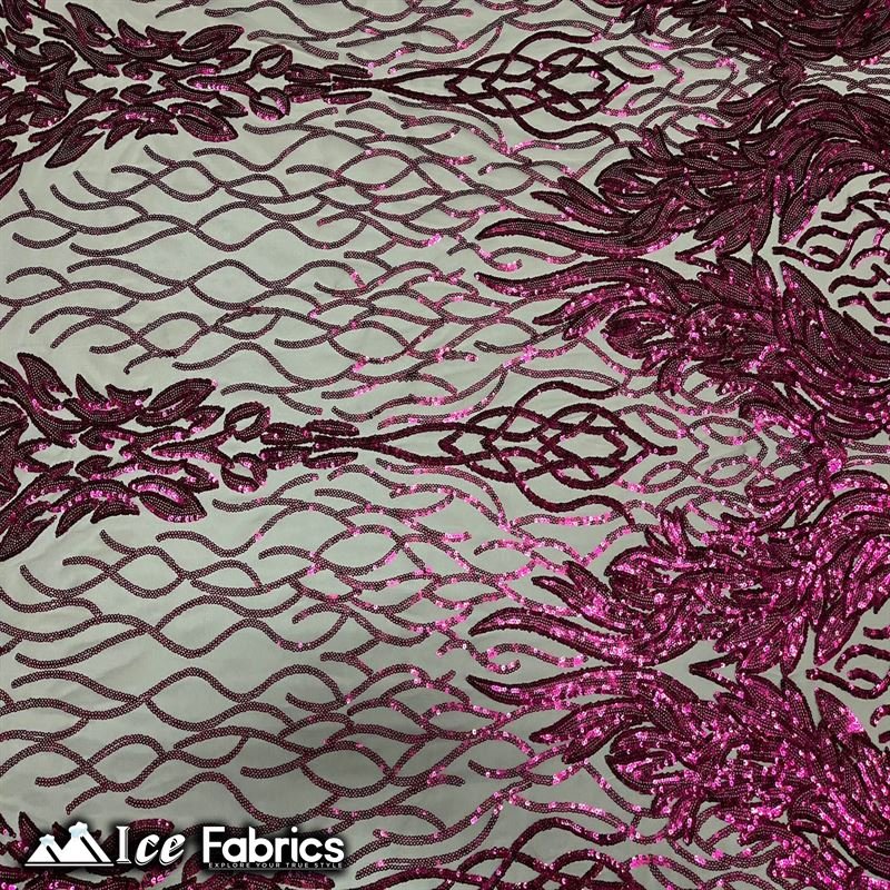 Tree Design Embroidery Stretch Sequin Fabric / Spandex MeshICE FABRICSICE FABRICSBy The Yard (56" Wide)Fuchsia on NudeTree Design Embroidery Stretch Sequin Fabric / Spandex Mesh ICE FABRICS