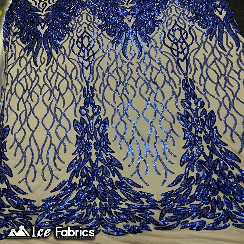 Tree Design Embroidery Stretch Sequin Fabric / Spandex MeshICE FABRICSICE FABRICSBy The Yard (56" Wide)Royal Blue on NudeTree Design Embroidery Stretch Sequin Fabric / Spandex Mesh ICE FABRICS