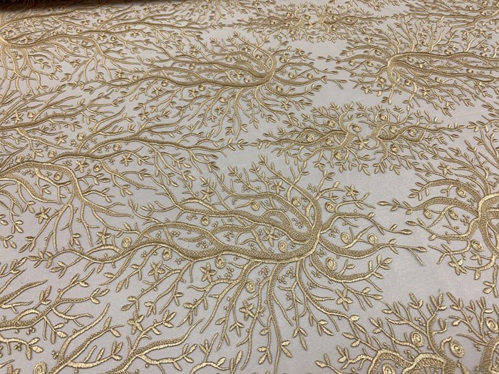 Tree Design Floral Embroidered Mesh Lace Fabric Sold By The YardICEFABRICICE FABRICSRedTree Design Floral Embroidered Mesh Lace Fabric Sold By The Yard ICEFABRIC