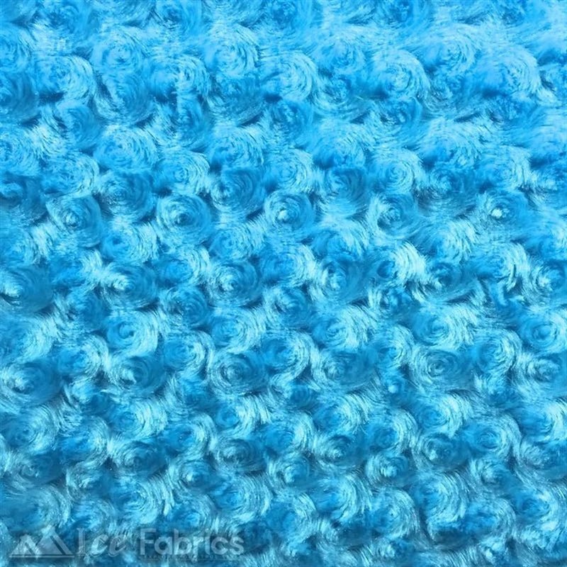 Turquoise Minky Rose Rosebud Fabric Blanket FabricICE FABRICSICE FABRICSBy The Yard (60" Wide)Turquoise Minky Rose Rosebud Fabric Blanket Fabric ICE FABRICS