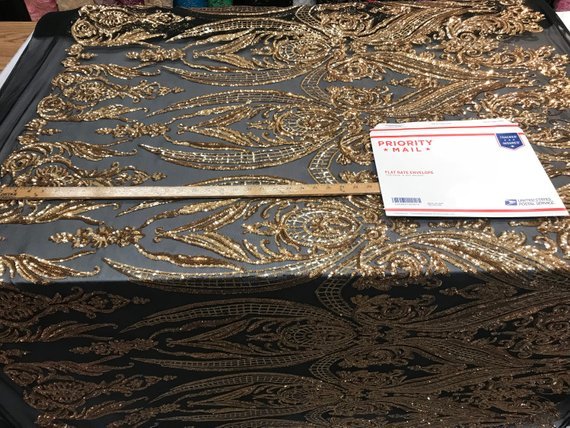 Unique Design Arabic Gold Embroidered 4 Way Stretch Sequin Fabric Sold By The YardICE FABRICSICE FABRICSUnique Design Arabic Gold Embroidered 4 Way Stretch Sequin Fabric Sold By The Yard ICE FABRICS