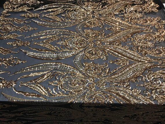 Unique Design Arabic Gold Embroidered 4 Way Stretch Sequin Fabric Sold By The YardICE FABRICSICE FABRICSUnique Design Arabic Gold Embroidered 4 Way Stretch Sequin Fabric Sold By The Yard ICE FABRICS
