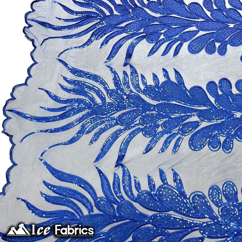 Vegas Peacock Sequin Lace Fabric on Mesh Fashion FabricICE FABRICSICE FABRICSSold by 3 Panels (56" Wide)Royal BlueVegas Peacock Sequin Lace Fabric on Mesh Fashion Fabric ICE FABRICS