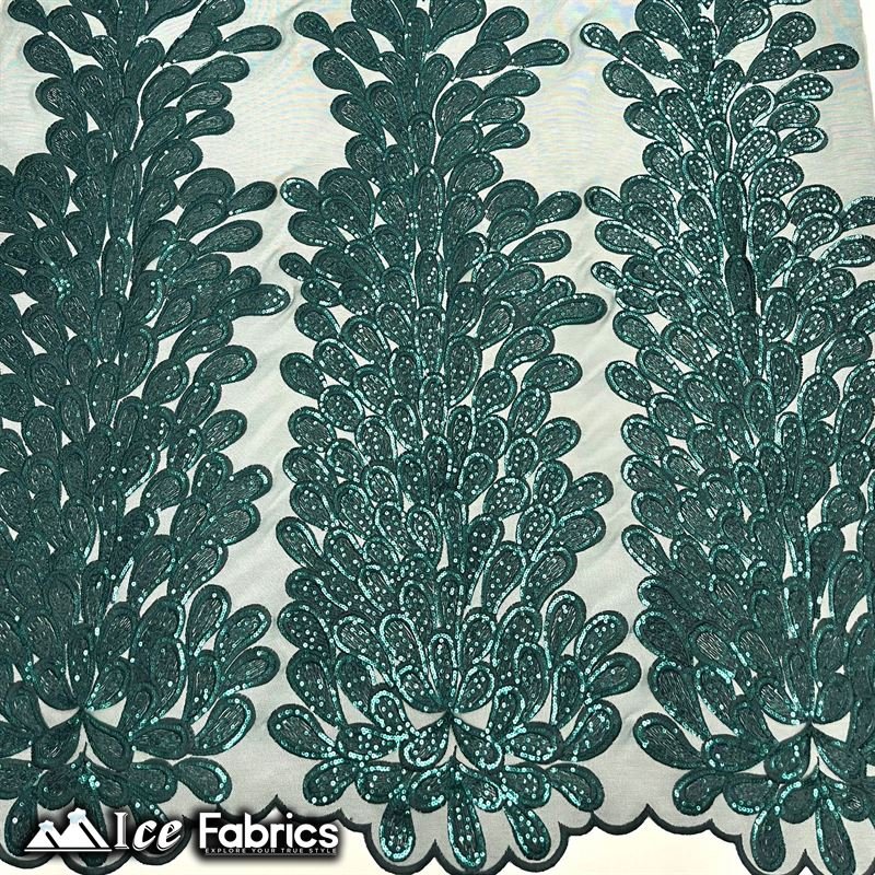 Vegas Peacock Sequin Lace Fabric on Mesh Fashion FabricICE FABRICSICE FABRICSSold by 3 Panels (56" Wide)Hunter GreenVegas Peacock Sequin Lace Fabric on Mesh Fashion Fabric ICE FABRICS