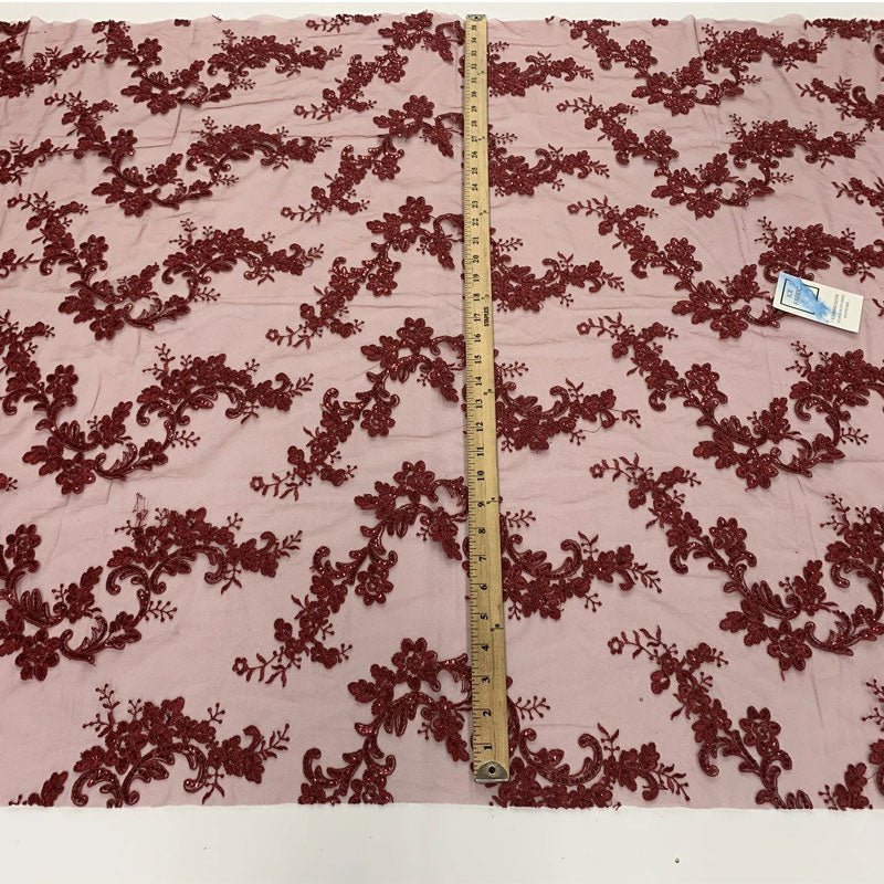 Veil Gowns Fabric Sold By The Yard | French Embroidered Mesh LaceICEFABRICICE FABRICSBurgundyVeil Gowns Fabric Sold By The Yard | French Embroidered Mesh LaceICEFABRICICE FABRICSBurgundyVeil Gowns Fabric Sold By The Yard | French Embroidered Mesh Lace ICEFABRIC