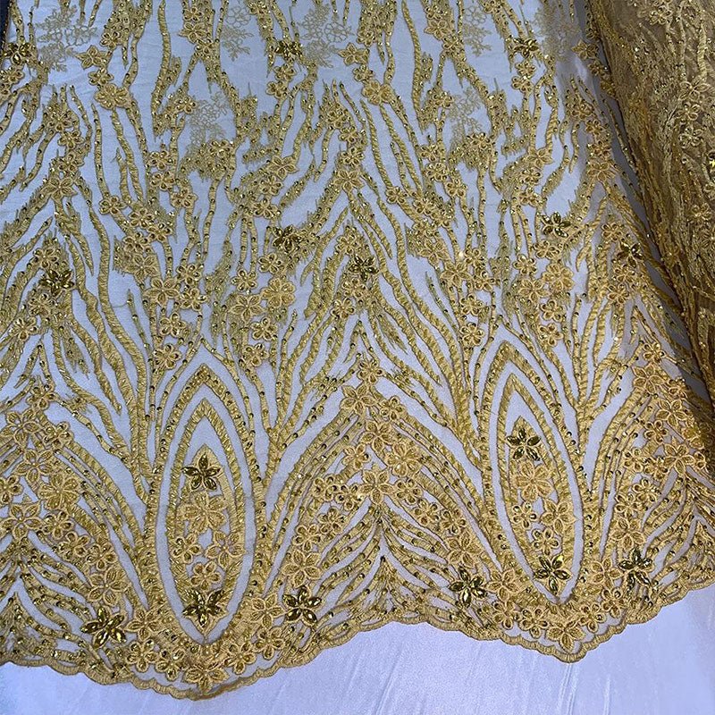 Wedding Lace Hand Beading Mini Floral Mesh Lace With Sequins FabricICEFABRICICE FABRICSIVORYWedding Lace Hand Beading Mini Floral Mesh Lace With Sequins Fabric ICEFABRIC