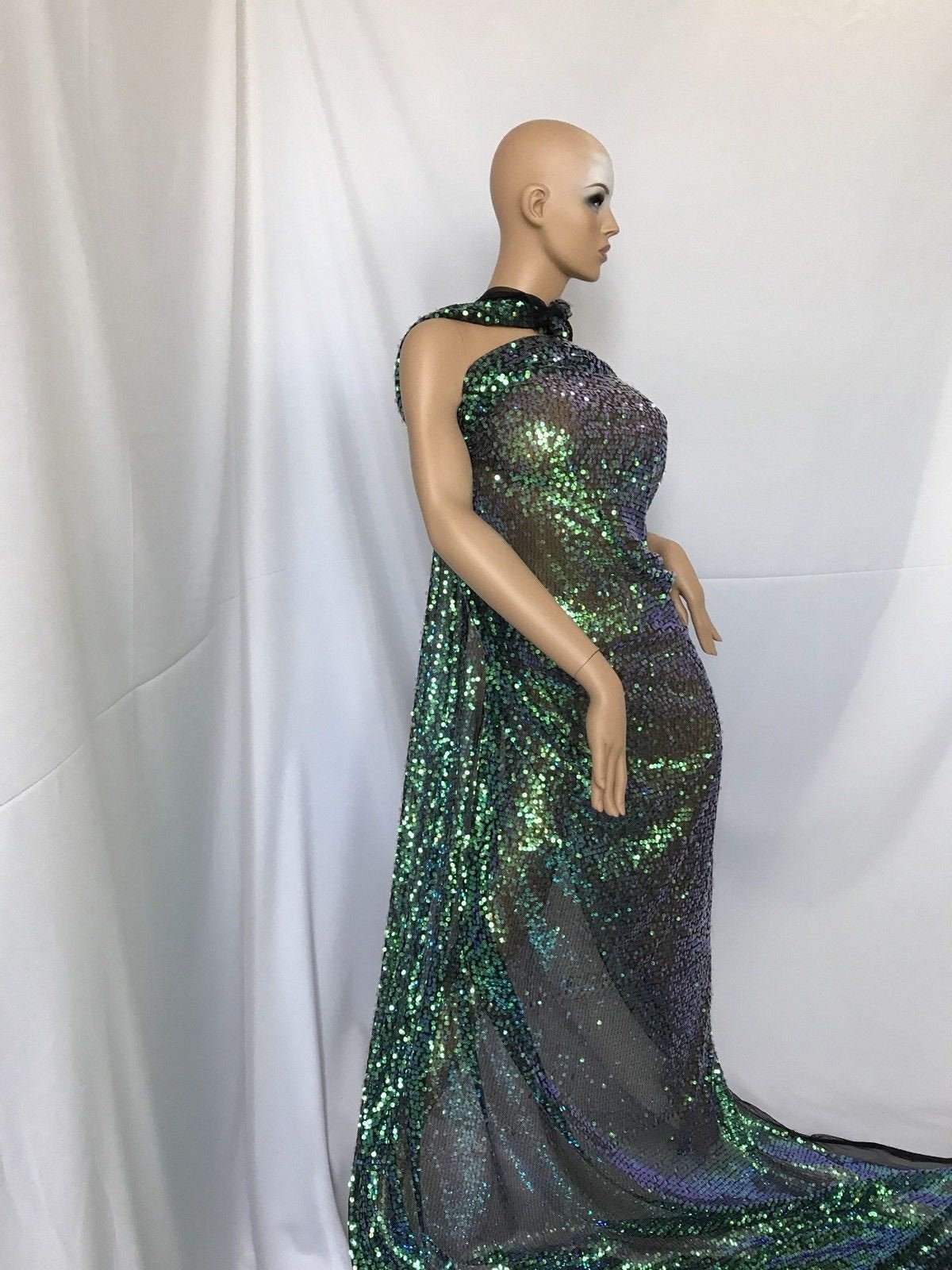 Wedding Top green Sequins mesh lace dress fabric Fashion Prom dress by yardICE FABRICSICE FABRICSWedding Top green Sequins mesh lace dress fabric Fashion Prom dress by yard ICE FABRICS