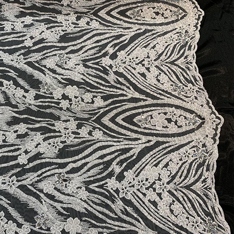 White Eden Floral Embroidered Handmade Beaded FabricICEFABRICICE FABRICSWhiteBy The YardWhite Eden Floral Embroidered Handmade Beaded Fabric ICEFABRIC