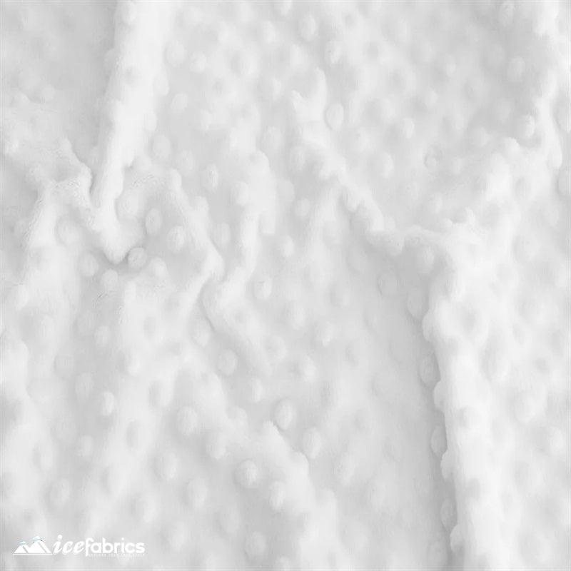 White Minky Dot FabricMinkyICE FABRICSICE FABRICSBy The Yard (60 inches Wide)WhiteWhite Dimple Polka Dot Minky Fabric / Ultra Soft / ICE FABRICS