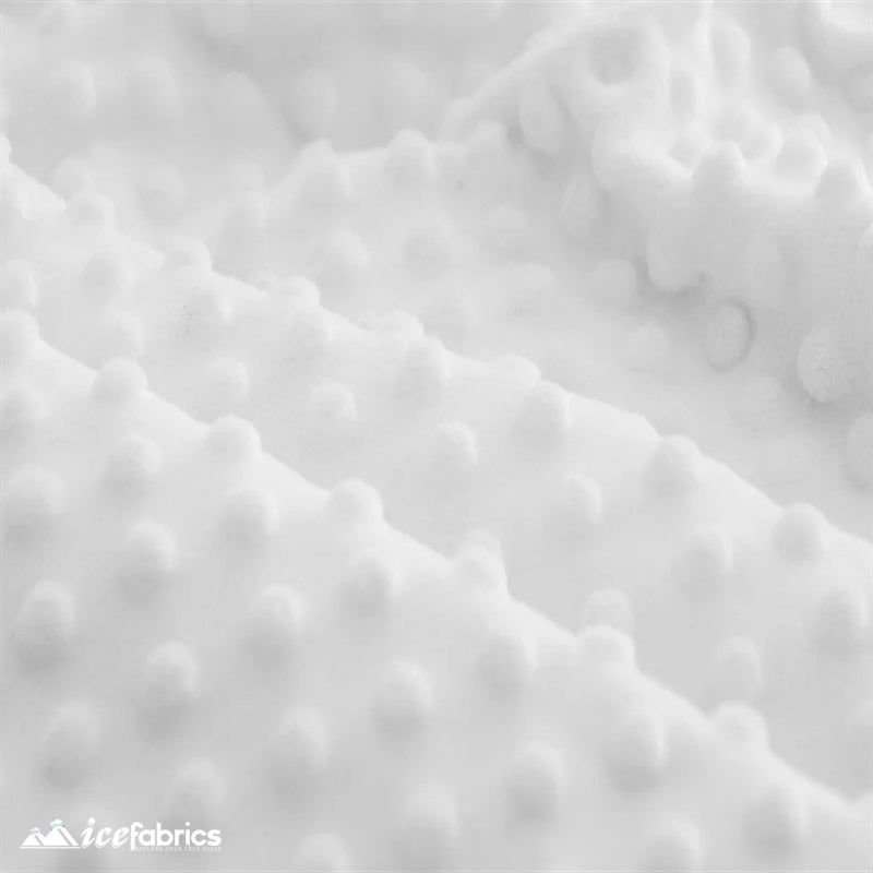 White Minky Dot FabricMinkyICE FABRICSICE FABRICSBy The Yard (60 inches Wide)WhiteWhite Dimple Polka Dot Minky Fabric / Ultra Soft / ICE FABRICS