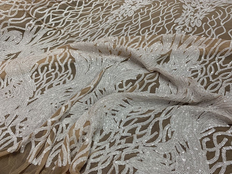 White On Nude Mesh _ Iridescent Fabric _ Bridal Fabric _ Mesh LaceICEFABRICICE FABRICSWhite On Nude MeshWhite On Nude Mesh _ Iridescent Fabric _ Bridal Fabric _ Mesh Lace ICEFABRIC