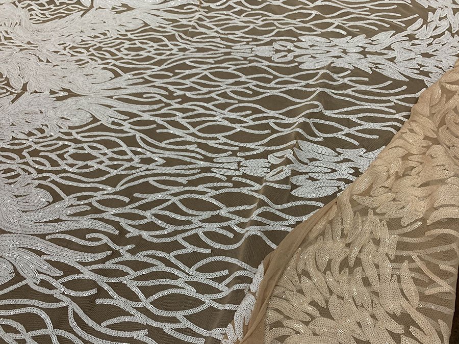 White On Nude Mesh _ Iridescent Fabric _ Bridal Fabric _ Mesh LaceICEFABRICICE FABRICSWhite On Nude MeshWhite On Nude Mesh _ Iridescent Fabric _ Bridal Fabric _ Mesh Lace ICEFABRIC