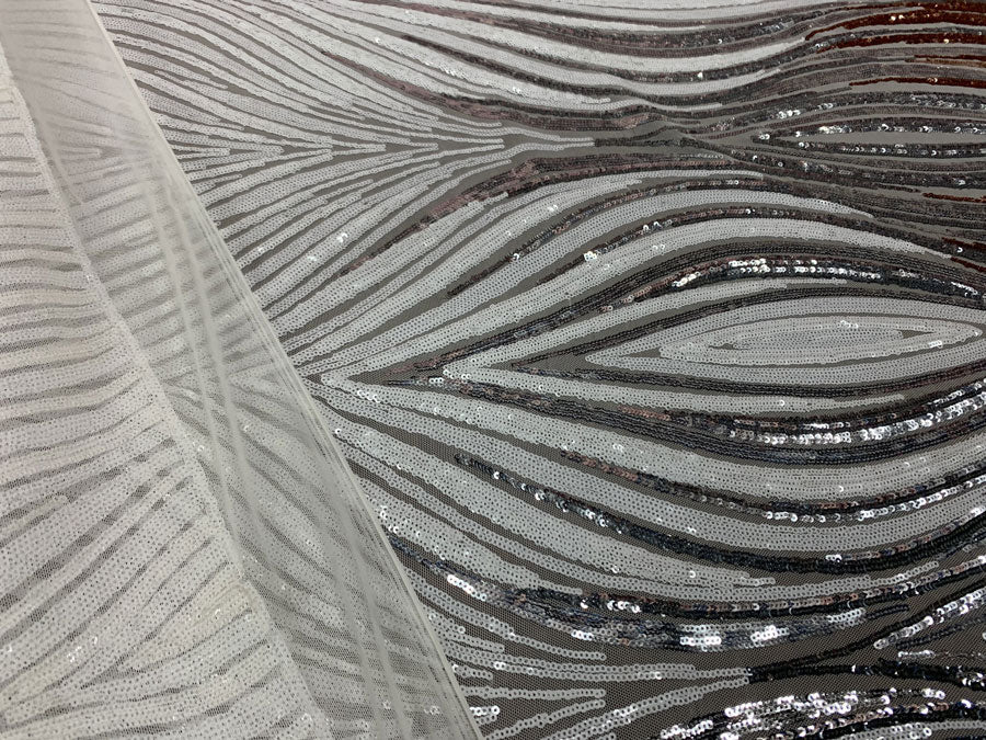 White Silver Rose Gold On White Mesh Iridescent Fabric/ Embroidery 4 Way Stretch Sequin Fabric.ICEFABRICICE FABRICSWhite Silver Rose Gold On White Mesh1 YARDWhite Silver Rose Gold On White Mesh Iridescent Fabric/ Embroidery 4 Way Stretch Sequin Fabric. ICEFABRIC