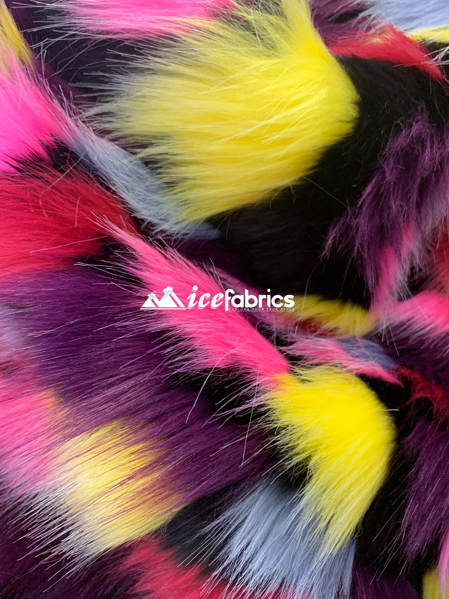 Yellow, Burgundy, Purple, Gray, and Black Pastel Rainbow Faux Fur Fabric By The YardICEFABRICICE FABRICSBy The Yard (60 inches Wide)Yellow, Burgundy, Purple, Gray, and Black Pastel Rainbow Faux Fur Fabric By The Yard ICEFABRIC