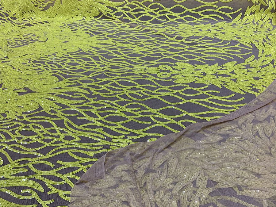 Yellow on Nude Mesh _ Iridescent Fabric _ Stretch Sequins Fabric _ Mesh LaceICEFABRICICE FABRICSYellow On Nude MeshYellow on Nude Mesh _ Iridescent Fabric _ Stretch Sequins Fabric _ Mesh Lace ICEFABRIC