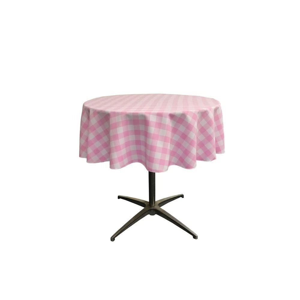 51-inch White Checkered Polyester Round TableclothICEFABRICICE FABRICSWhite Pink151-inch White Checkered Polyester Round Tablecloth ICEFABRIC White Pink