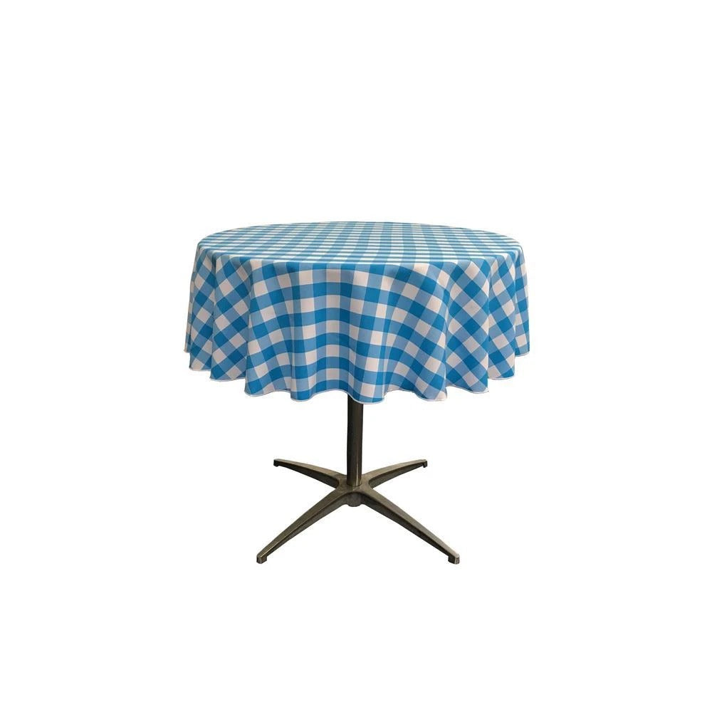 51-inch White Checkered Polyester Round TableclothICEFABRICICE FABRICSWhite Turquoise151-inch White Checkered Polyester Round Tablecloth ICEFABRIC White Turquoise