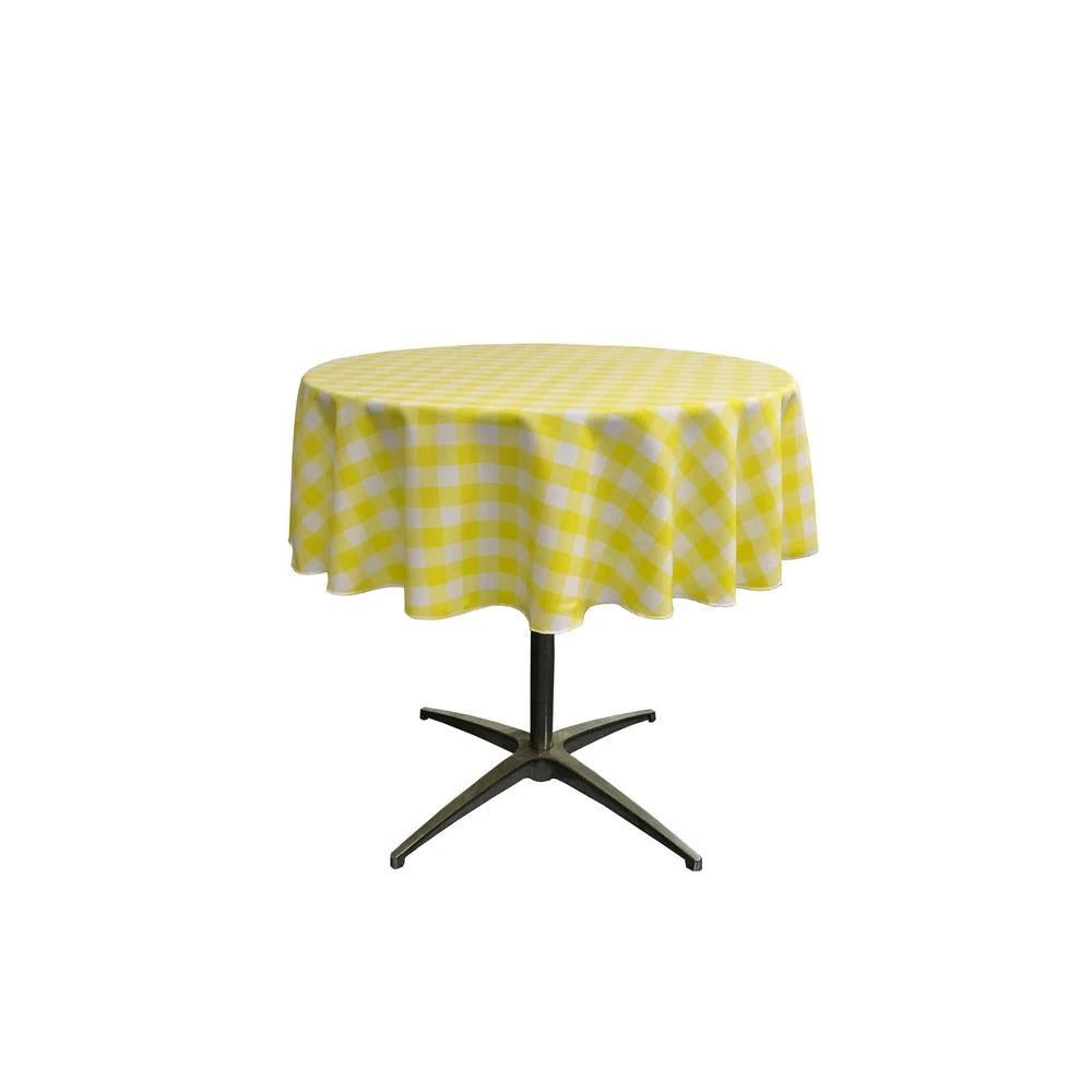 51-inch White Checkered Polyester Round TableclothICEFABRICICE FABRICSLight Yellow151-inch White Checkered Polyester Round Tablecloth ICEFABRIC Light Yellow