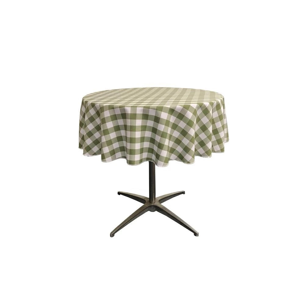 51-inch White Checkered Polyester Round TableclothICEFABRICICE FABRICSWhite Apple Green151-inch White Checkered Polyester Round Tablecloth ICEFABRIC White Apple Green