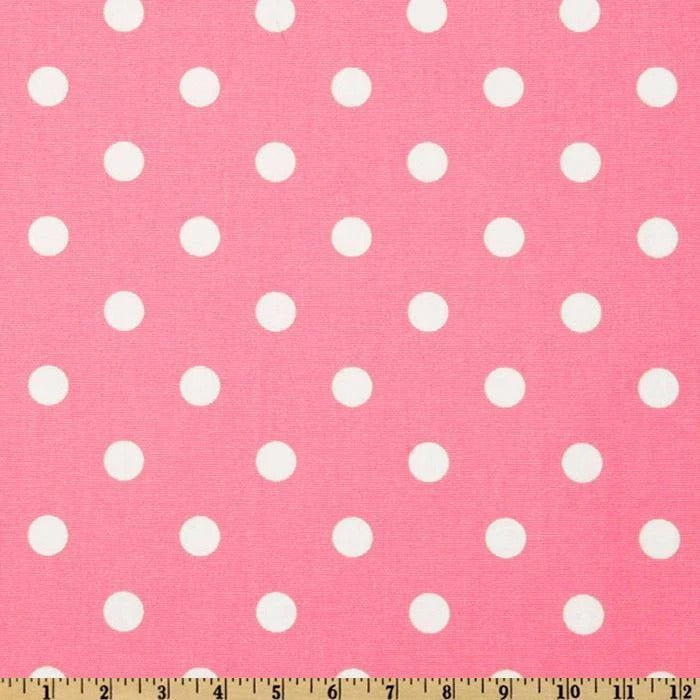 1/4 inch Polka Dot/Spot Poly Cotton Fabric By The YardCotton FabricICEFABRICICE FABRICSWhite Dot on Pink11/4 inch Polka Dot/Spot Poly Cotton Fabric By The Yard ICEFABRIC | Light Pink and White Polka Dot