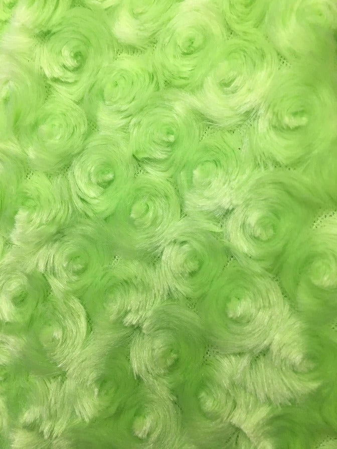 58/60 inch Wide Rose/Rosette Fleece Minky Fabric By The Yard Lime Green