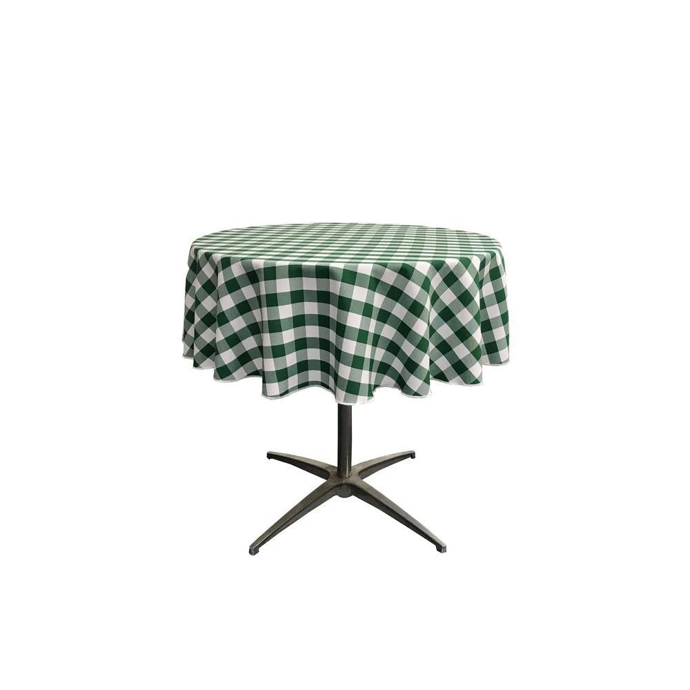 51-inch White Checkered Polyester Round TableclothICEFABRICICE FABRICSWhite Hunter Green151-inch White Checkered Polyester Round Tablecloth ICEFABRIC White Hunter Green