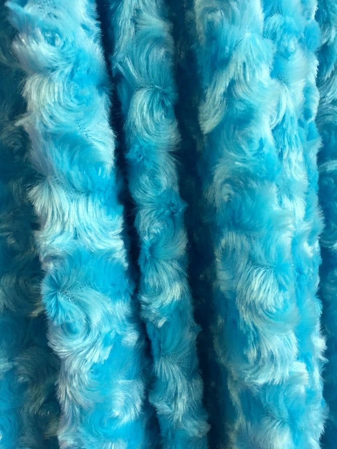 58/60 inch Wide Rose/Rosette Fleece Minky Fabric By The Yard Turquoise