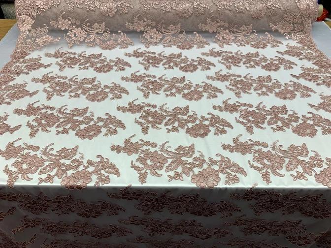 2 Way Stretch Flowers Mesh Lace Embroidered Lace Fabric By The YardICEFABRICICE FABRICSDusty Rose2 Way Stretch Flowers Mesh Lace Embroidered Lace Fabric By The Yard ICEFABRIC |Dusty Rose