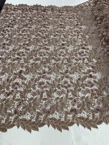 3D Flowers Bridal Heavy Double Beaded Floral Mesh Lace Fabric By The YardICEFABRICICE FABRICSEgg Plant3D Flowers Bridal Heavy Double Beaded Floral Mesh Lace Fabric By The Yard ICEFABRIC |Egg Plant