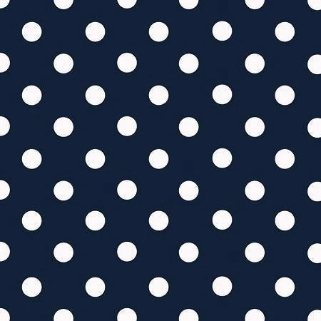 1/2" Polka Dot/Spot Poly Cotton Fabric By the YardCotton FabricICEFABRICICE FABRICSWhite Dot on Navy11/2" Polka Dot/Spot Poly Cotton Fabric By the Yard ICEFABRIC | Navy and White Dot Polka