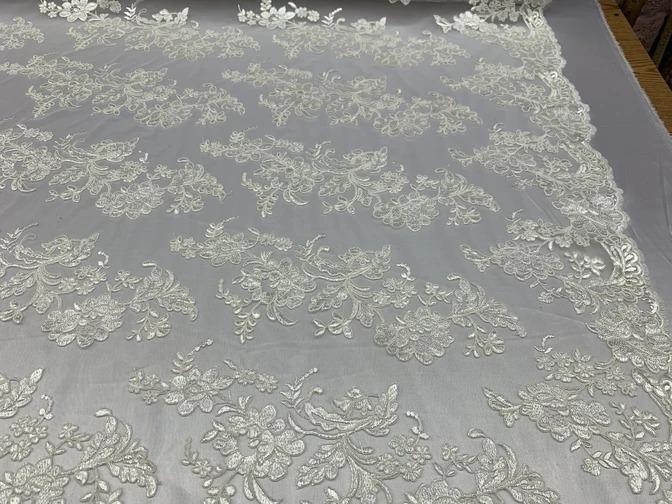 2 Way Stretch Flowers Mesh Lace Embroidered Lace Fabric By The YardICEFABRICICE FABRICSIvory2 Way Stretch Flowers Mesh Lace Embroidered Lace Fabric By The Yard ICEFABRIC |Ivory