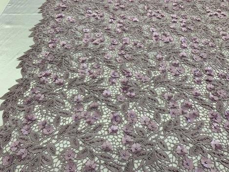 3D Flowers Bridal Heavy Double Beaded Floral Mesh Lace Fabric By The YardICEFABRICICE FABRICSLavender3D Flowers Bridal Heavy Double Beaded Floral Mesh Lace Fabric By The Yard ICEFABRIC |Light pink