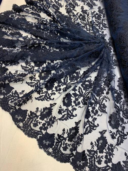 2 Way Stretch Flowers Mesh Lace Embroidered Lace Fabric By The YardICEFABRICICE FABRICSNavy Blue2 Way Stretch Flowers Mesh Lace Embroidered Lace Fabric By The Yard ICEFABRIC |Navy Blue