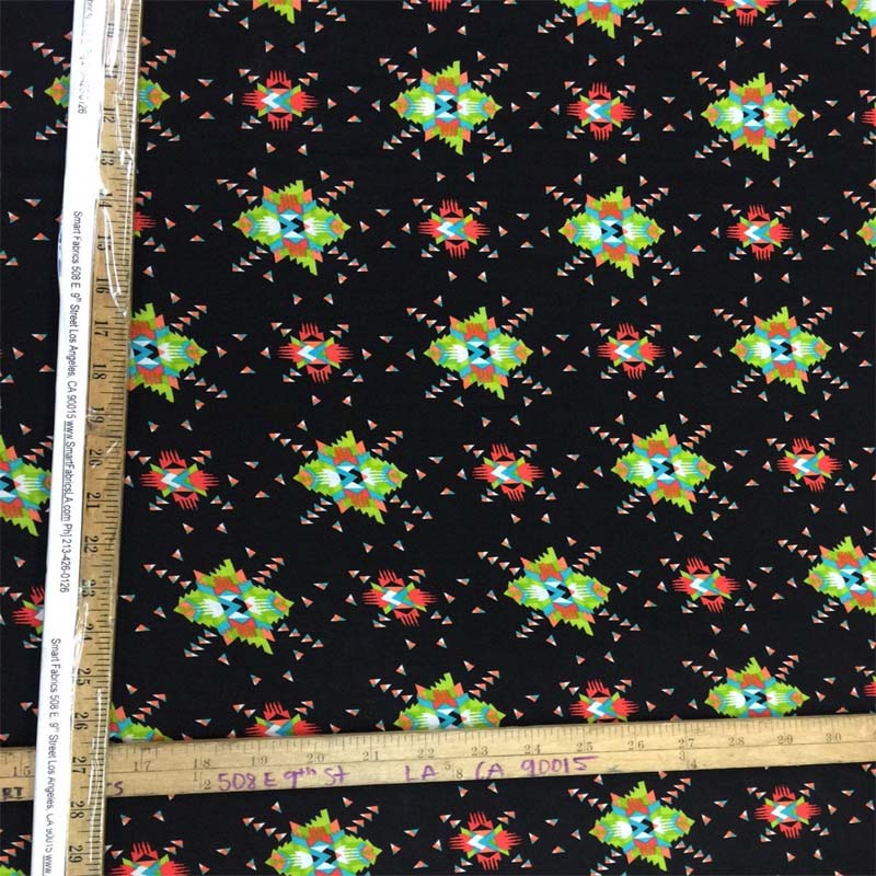 100% Rayon Challis Black Native American Inspired Print Fabric Sold By The YardChallis FabricICEFABRICICE FABRICS100% Rayon Challis Black Native American Inspired Print Fabric Sold By The Yard ICEFABRIC