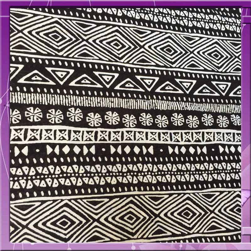 100% Rayon Crepe Aboriginal Inspired Print Off White & Black Fabric Sold By The YardChallis FabricICEFABRICICE FABRICS100% Rayon Crepe Aboriginal Inspired Print Off White & Black Fabric Sold By The Yard ICEFABRIC