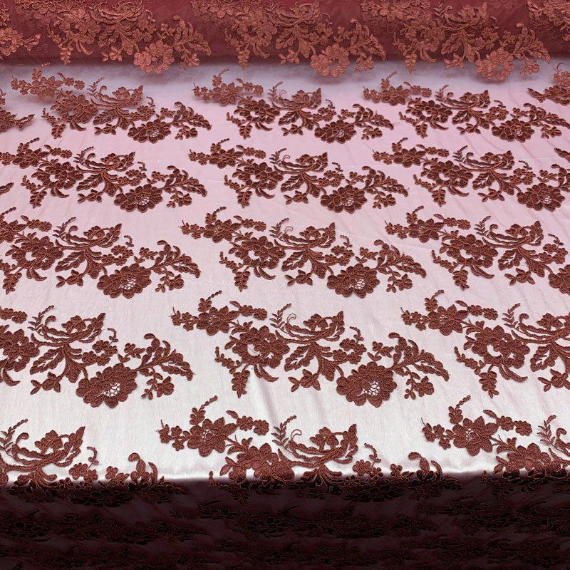 2 Way Stretch Flowers Mesh Lace Embroidered Lace Fabric By The YardICEFABRICICE FABRICSBurgundy2 Way Stretch Flowers Mesh Lace Embroidered Lace Fabric By The Yard ICEFABRIC |Burgundy