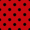 1 Inch Polk Dot Fabric / Poly Cotton Fabric / Black Dot on Red