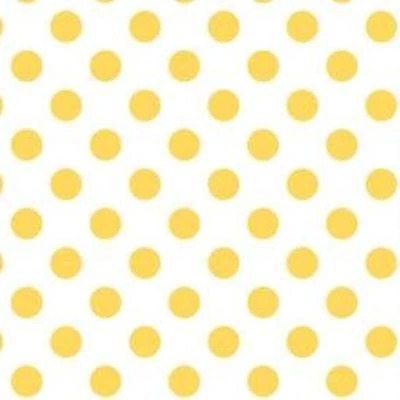 Yellow Dot on White 1-Inch Polka Dot Poly Cotton Fabric By The Yard