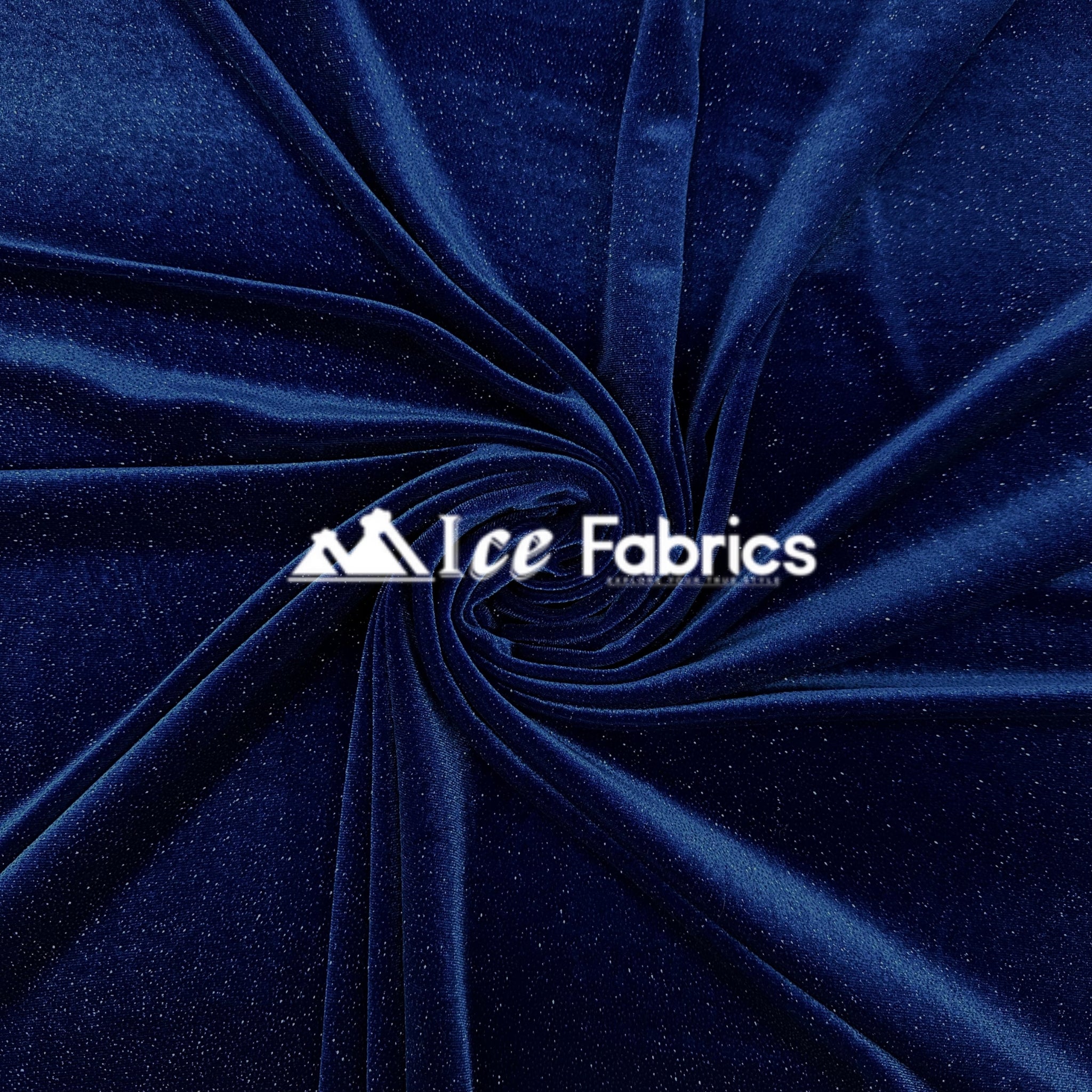 Royal Blue Shiny Glitter Stretch Velvet Fabric | Spandex Fabric
