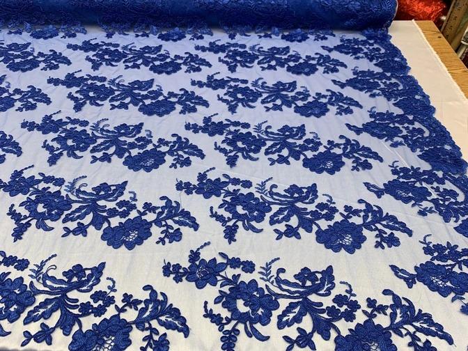 2 Way Stretch Flowers Mesh Lace Embroidered Lace Fabric By The YardICEFABRICICE FABRICSRed2 Way Stretch Flowers Mesh Lace Embroidered Lace Fabric By The Yard ICEFABRIC |Royal Blue